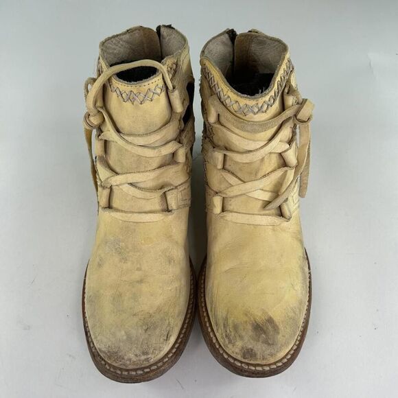 Freebird by Steven Surge Beige Distressed Cutout US 10 western Ankle Boots - Picture 5 of 10